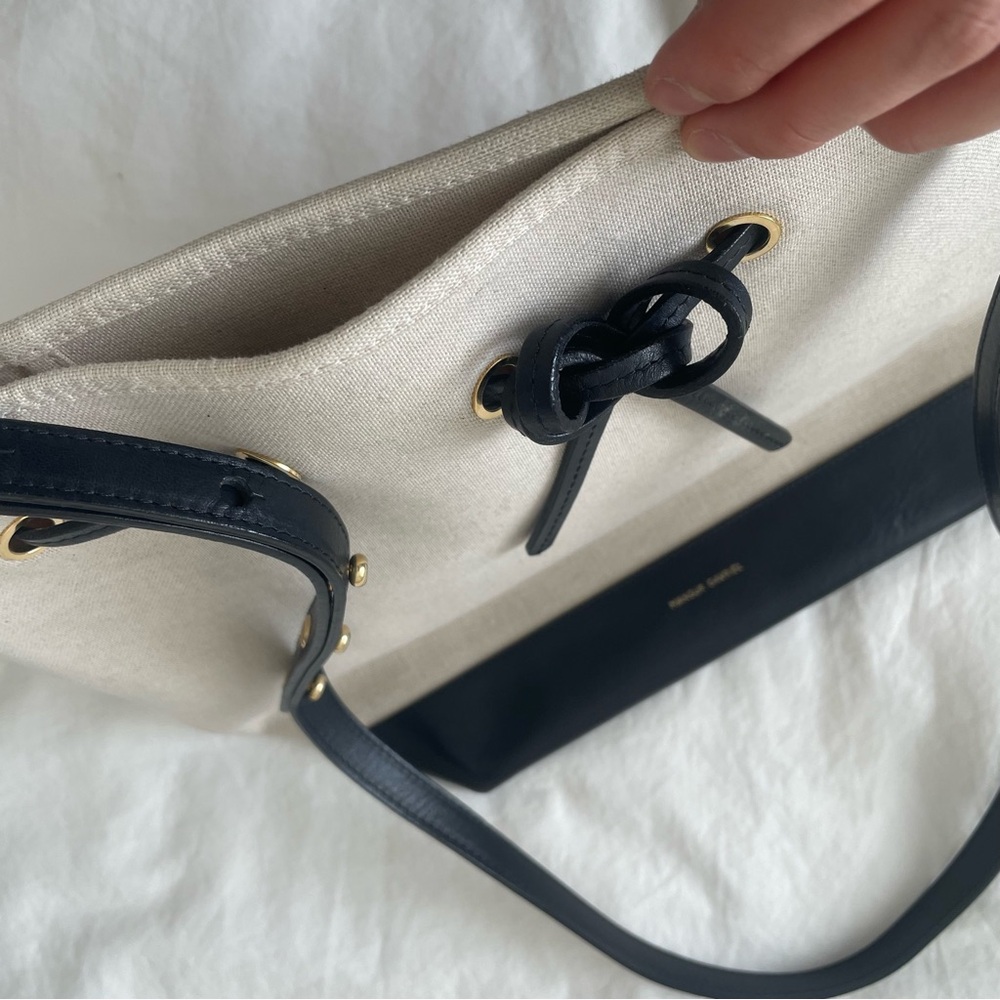 Mansur Gavriel Large Crossbody Bucket Bag in Canvas and Black Trim Gold - Picture 7 of 16